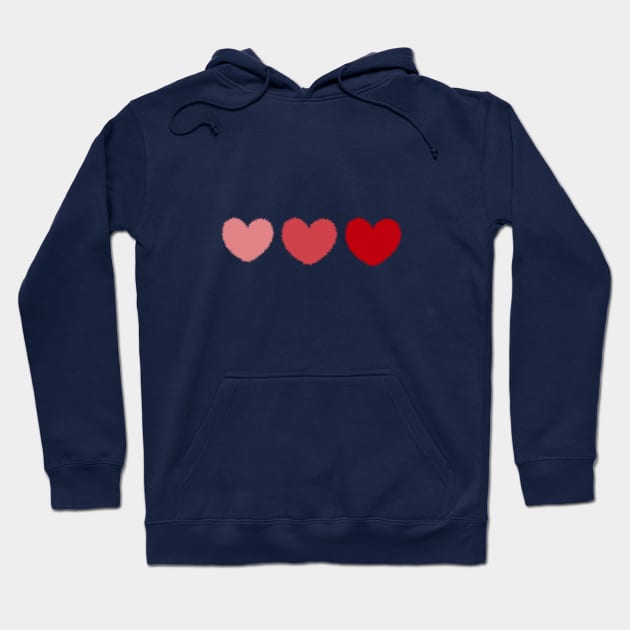 Three fuzzy hearts Hoodie by Sinmara